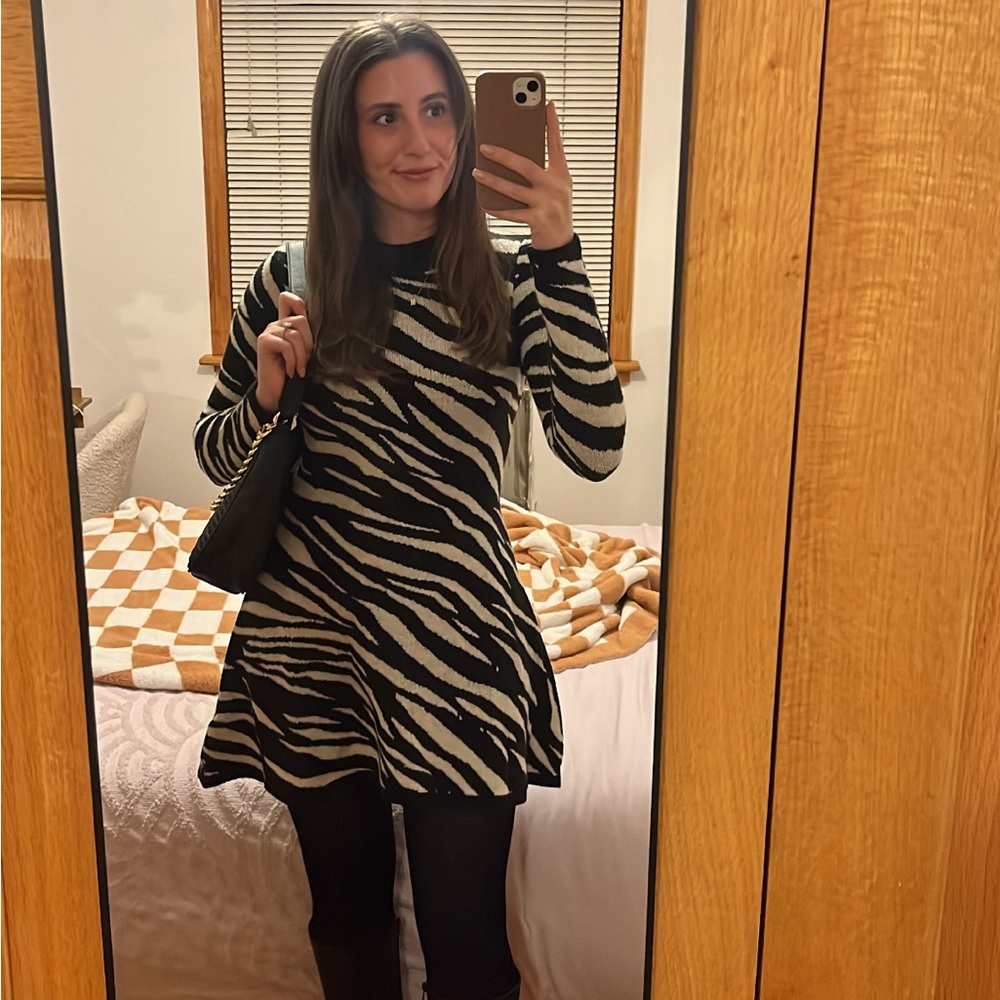 Mini zebra sweater dress